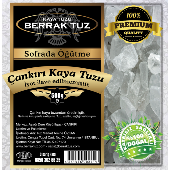 1kg Granül Çankırı Kristal Kaya Tuzu 84 Mineralli 500gr X2 paket