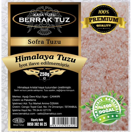 Pembe Sofralık Himalaya Tuzu 84 mineralli 1Kg (250gr X 4 paket)