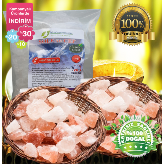 Pembe Sole ve cep için Himalaya Tuzu  84 mineralli  1kg 